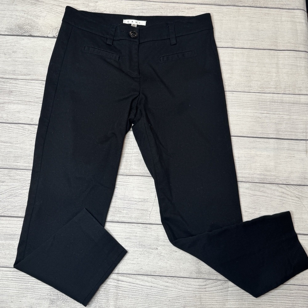 Cabi Style 413 Cropped Pique Pants Black Size 4 - Picture 2 of 5